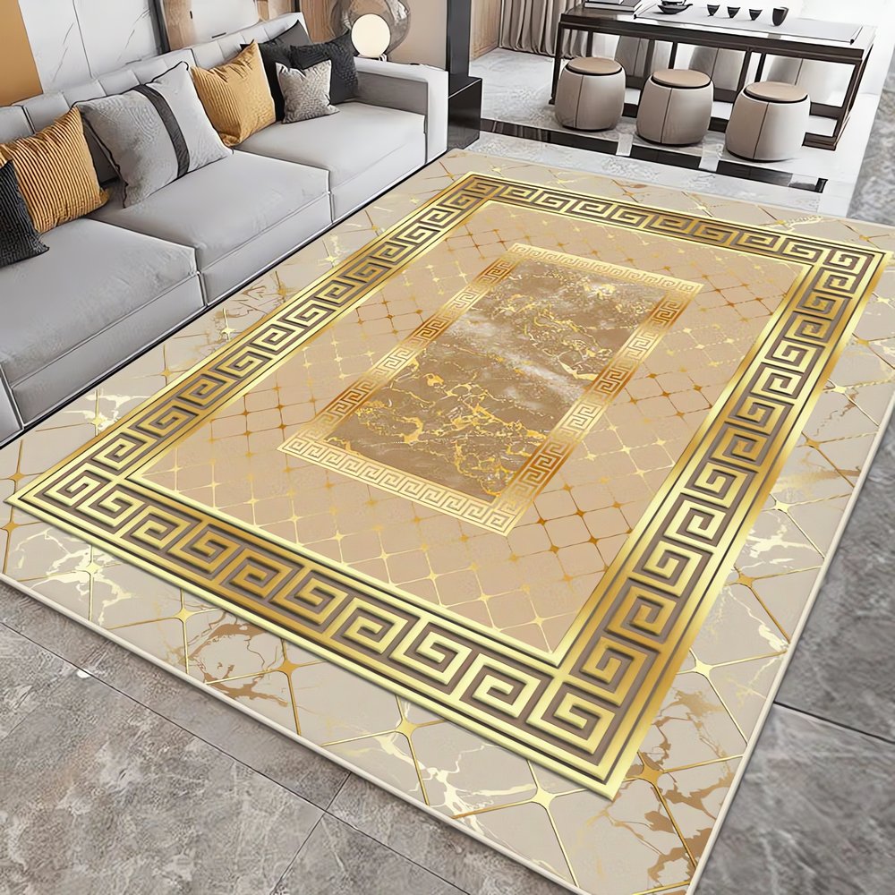 Tapis Vintage Doré Classique Elégant