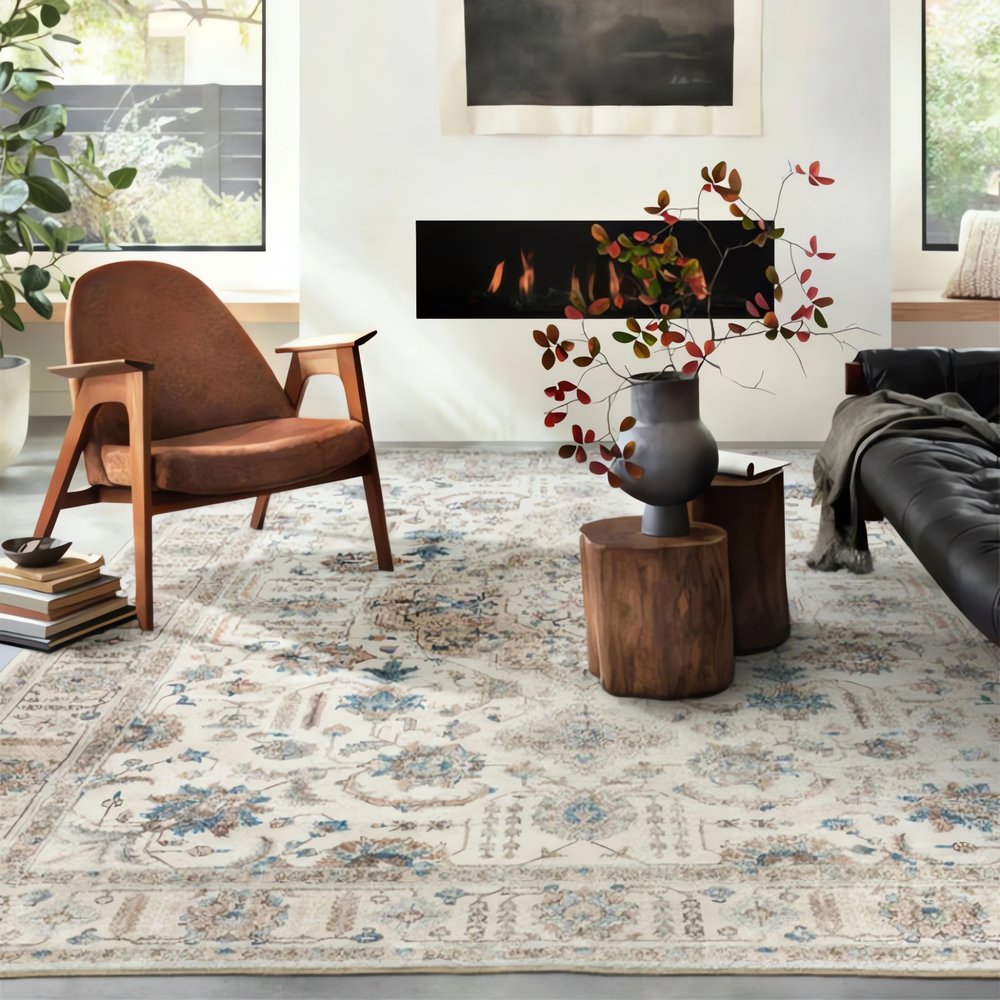 Tapis Vintage Doux Chaise Moderne Feu