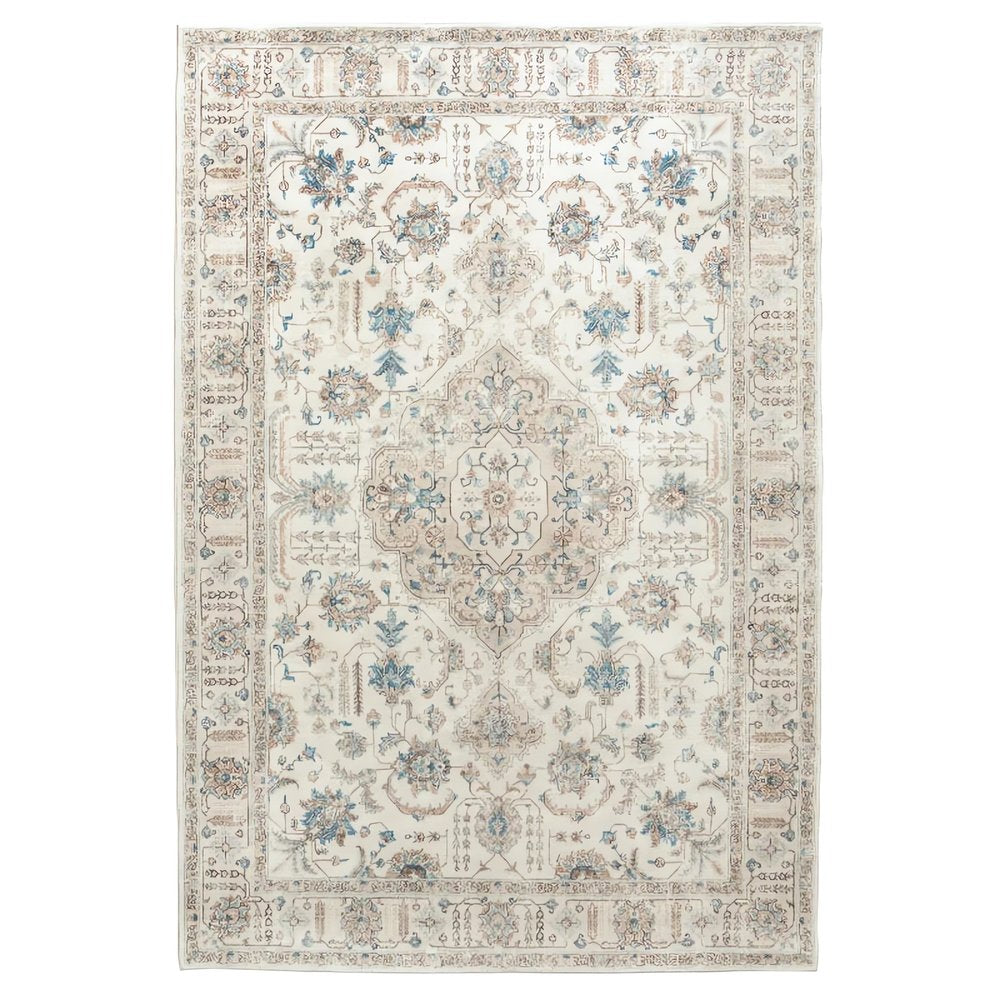 Tapis Vintage Doux Floral Beige