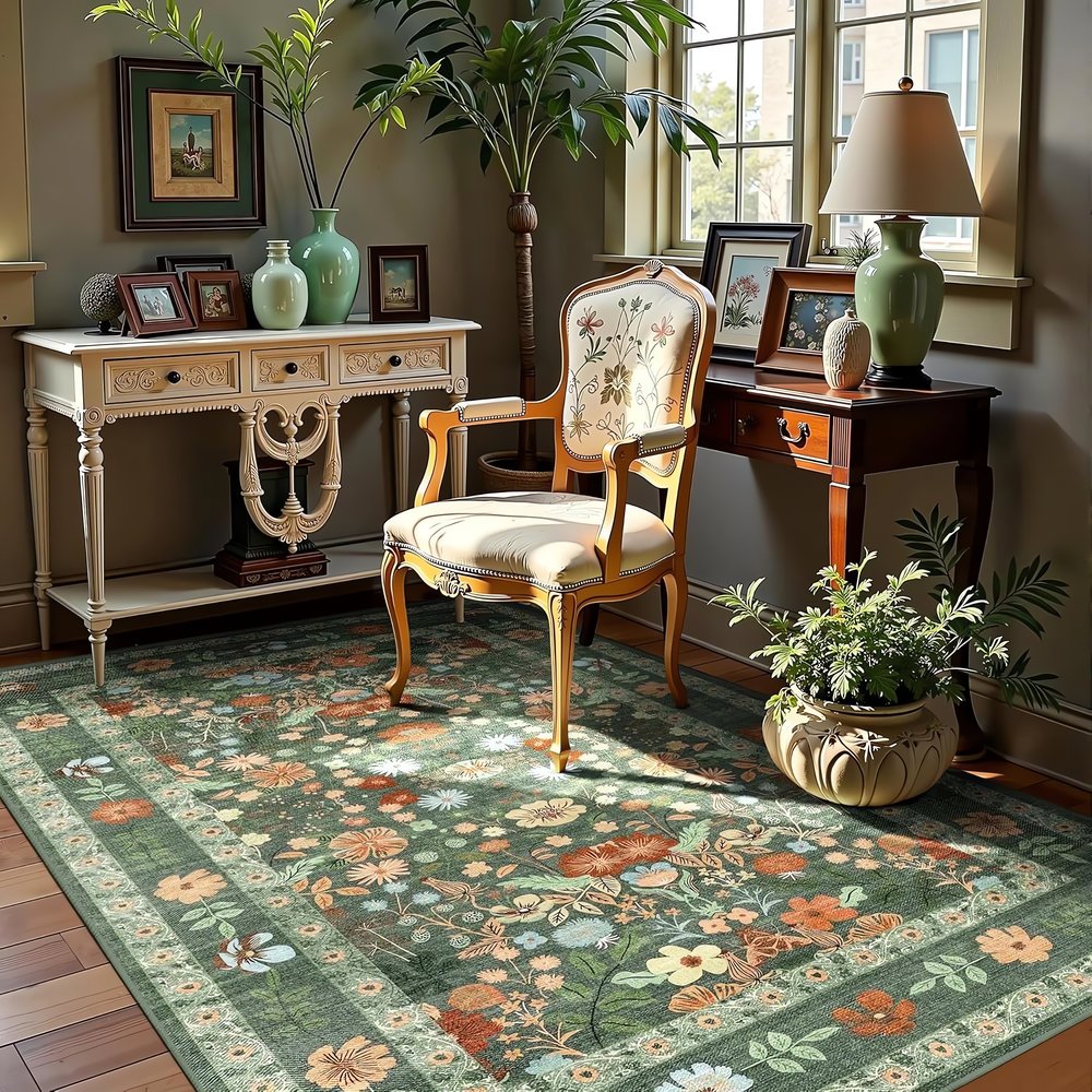 Tapis Vintage En Coton Floris