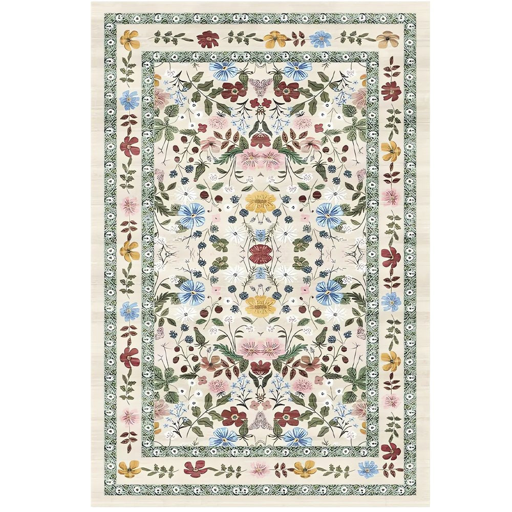 Tapis Vintage En Coton Floris Floral Élégant