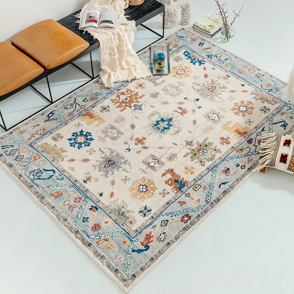Tapis Vintage Épais Fleuri