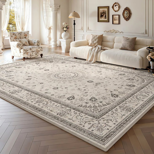 Tapis Vintage Gris Et Beige Esthétique Classique