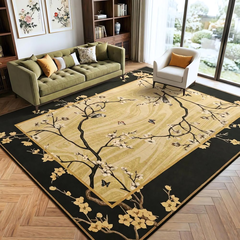 Tapis Vintage Noir Et Beige