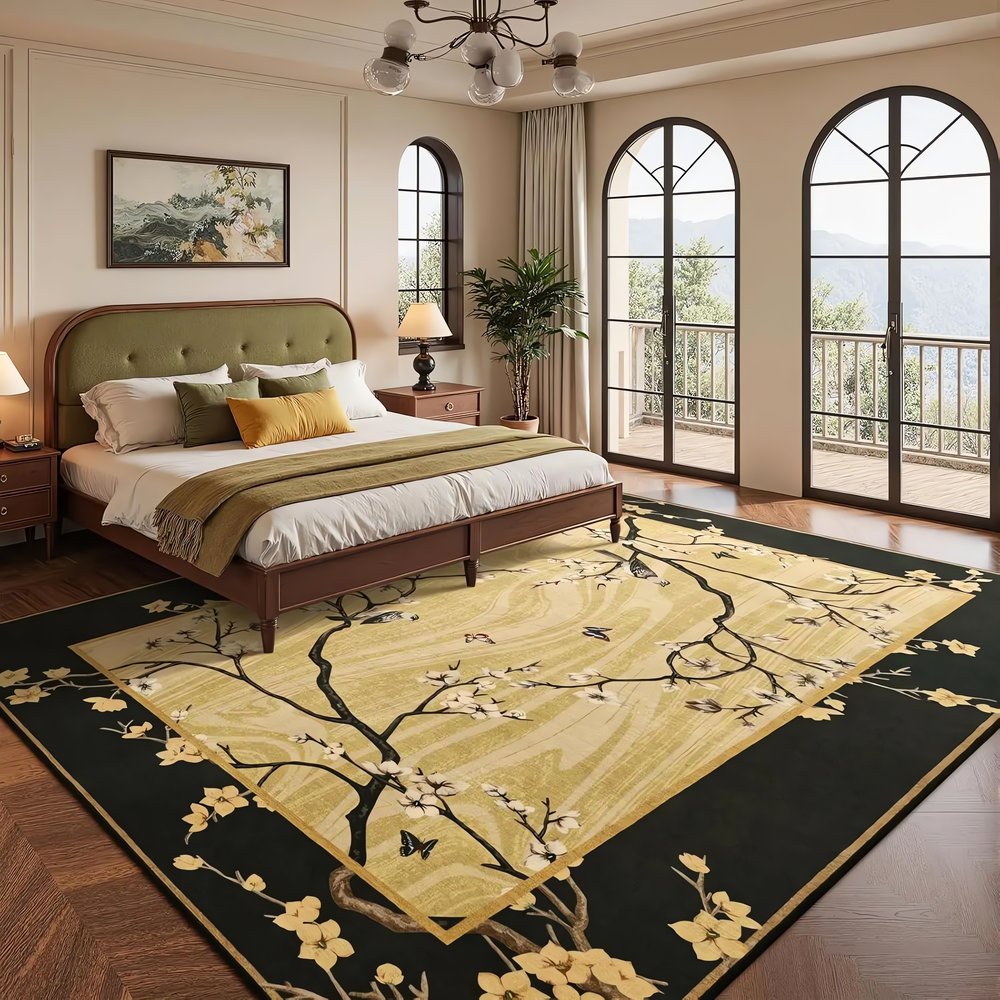 Tapis Vintage Noir Et Beige