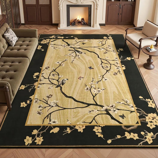 Tapis Vintage Noir Et Beige
