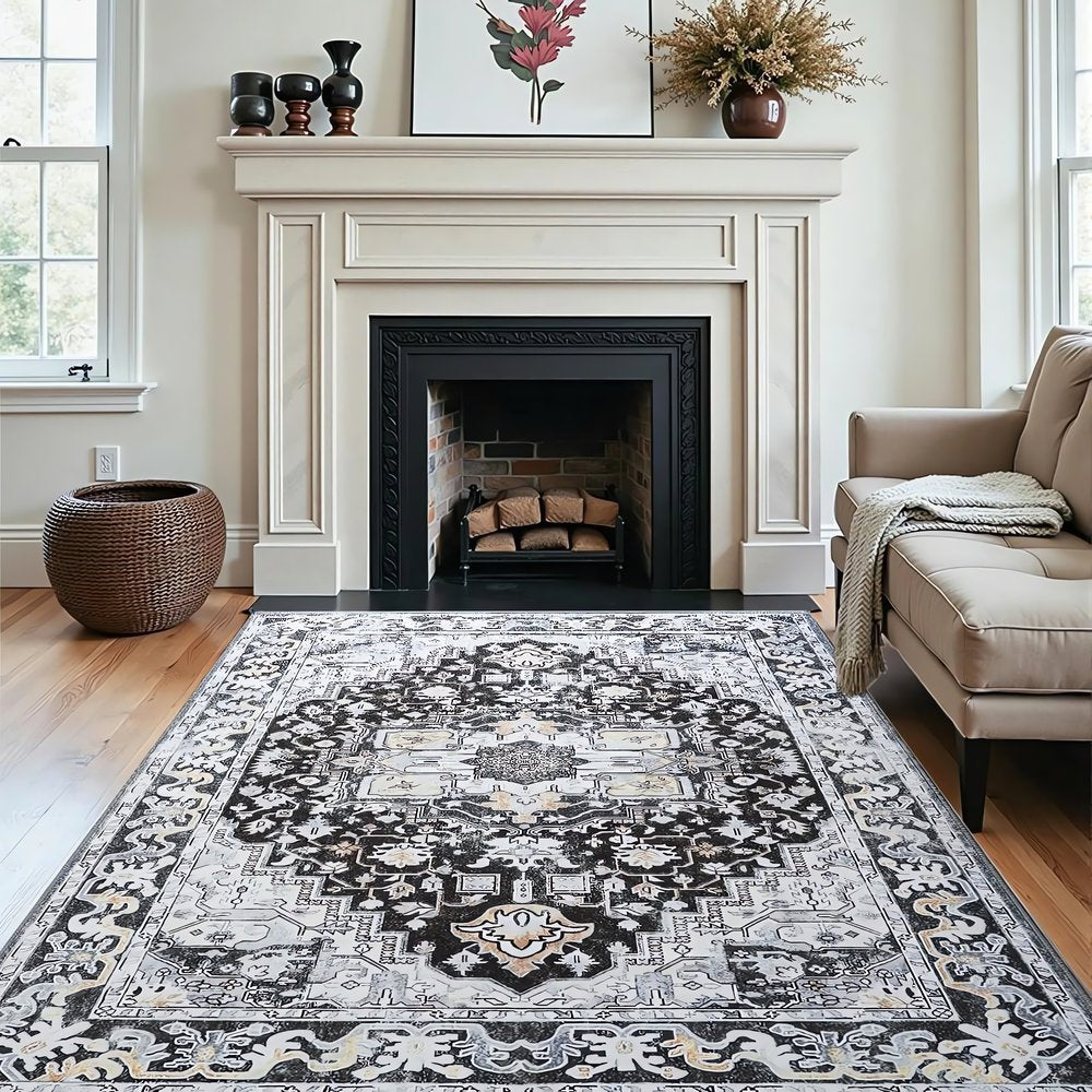 Tapis Vintage Noir Et Blanc Cheminée