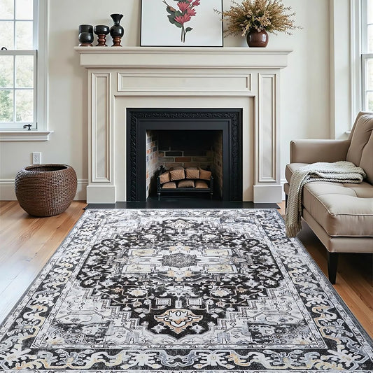 Tapis Vintage Noir Et Blanc Cheminée