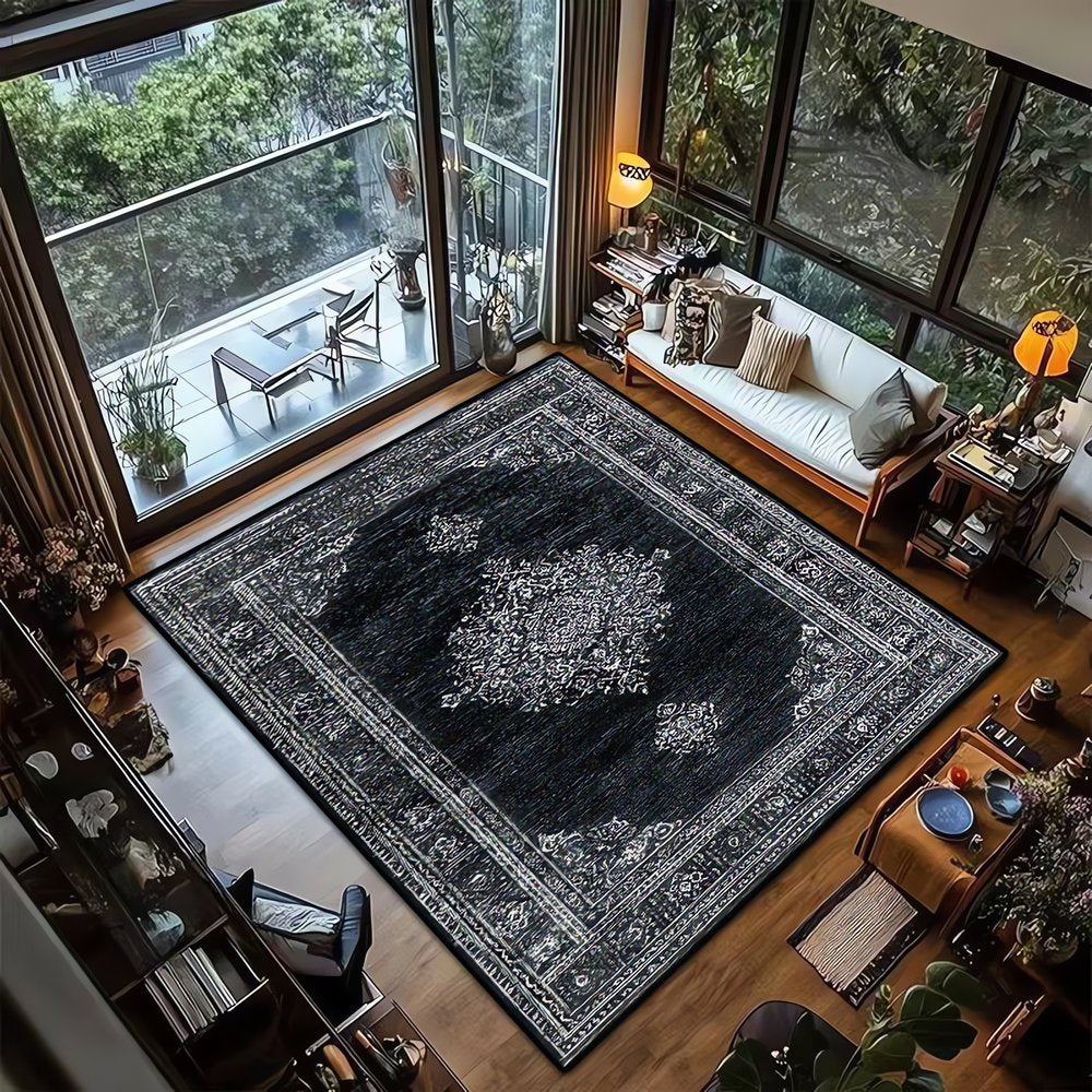 Tapis Vintage Noir Et Gris Effet
