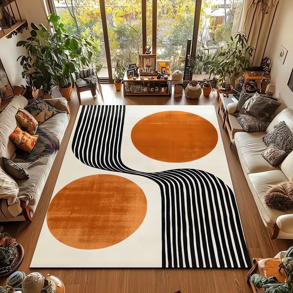 Tapis Vintage Orange Contemporain Épuré