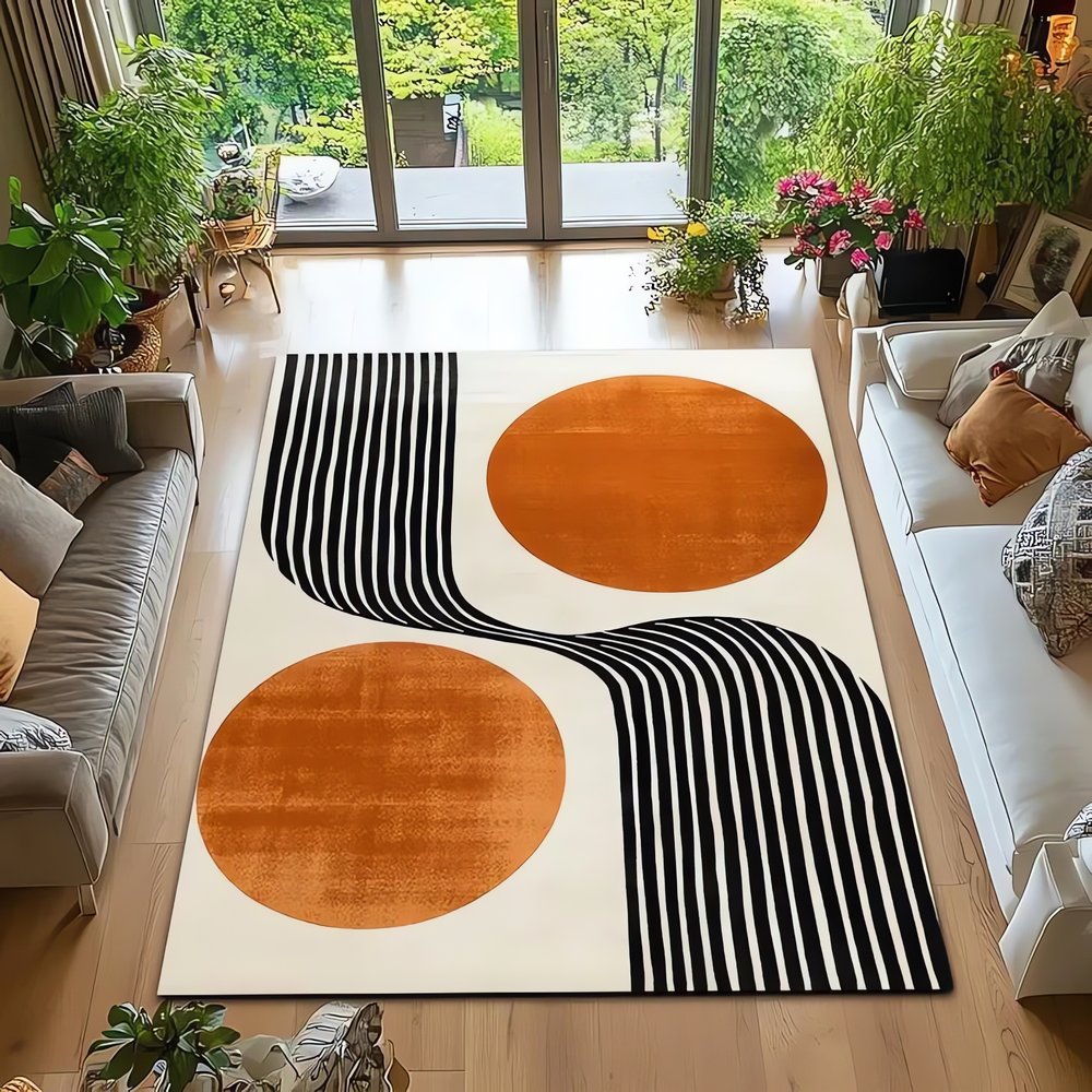 Tapis Vintage Orange Design Artistique