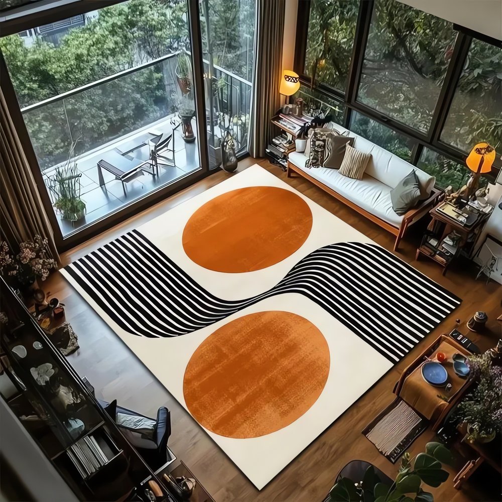 Tapis Vintage Orange Motifs Uniques