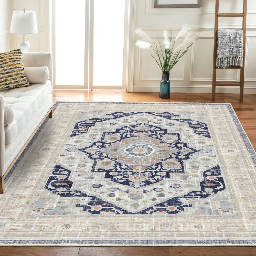 Tapis Vintage Oriental Gris Bleu