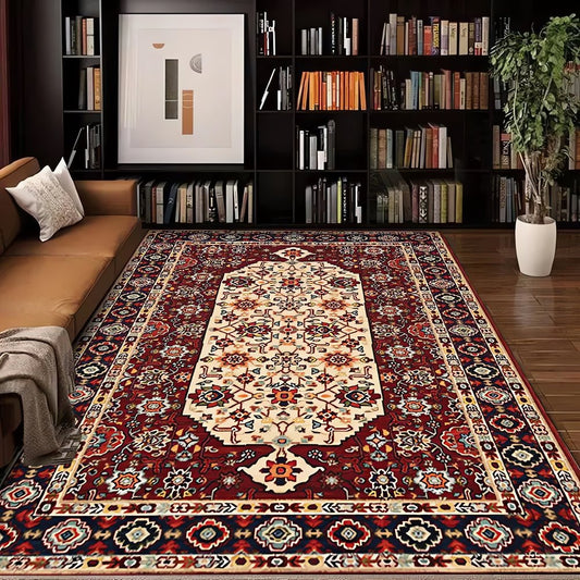 Tapis Vintage Oriental Rouge Bibliothèque