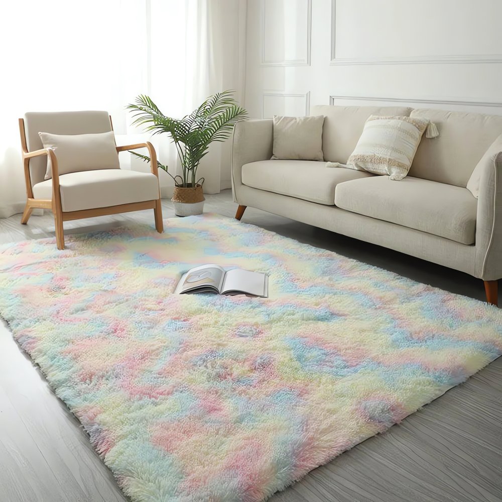Tapis Vintage Poil Long Multicolore Arc