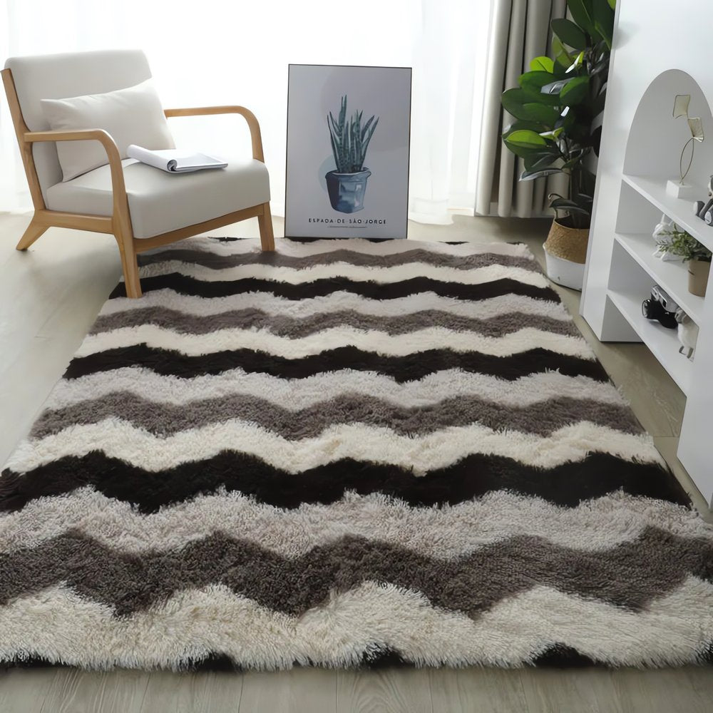 Tapis Vintage Poil Long Vagues