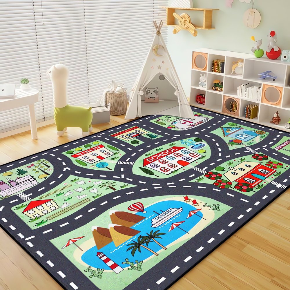 Tapis Vintage Pour Enfant Circuit Routes