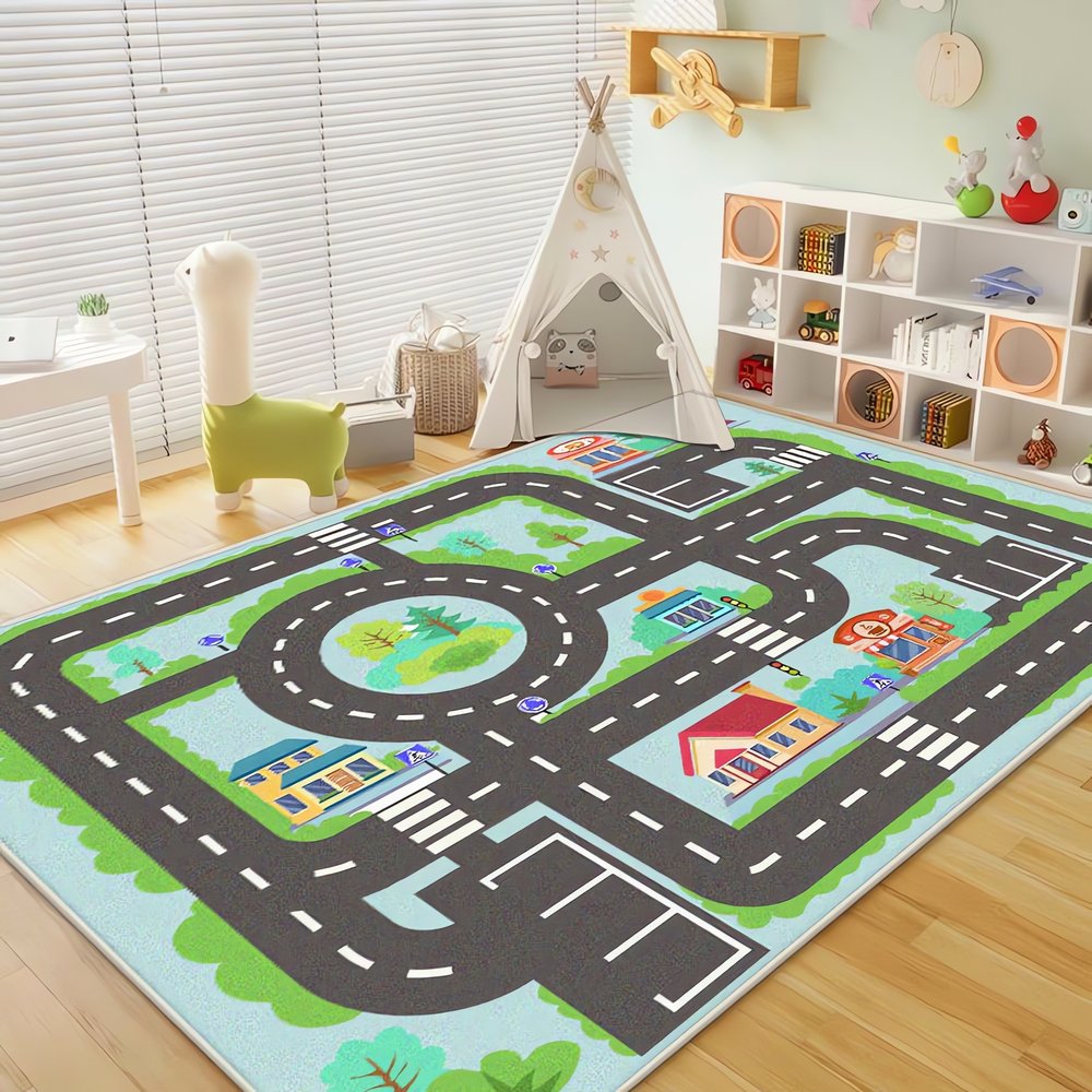 Tapis Vintage Pour Enfant Circuit Urbain