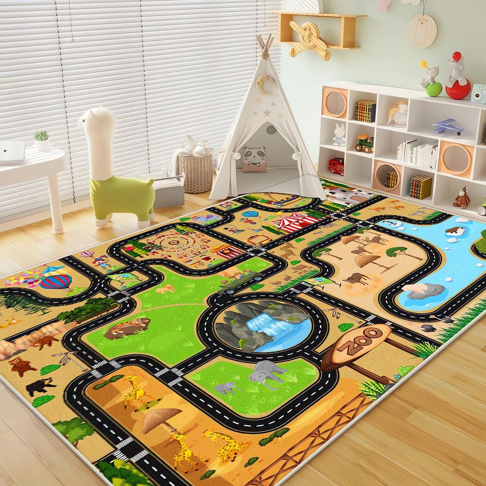 Tapis Vintage Pour Enfant Zoo