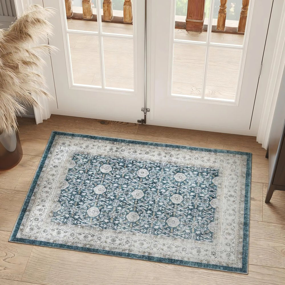 Tapis Vintage Pour Entrée Orné Plant