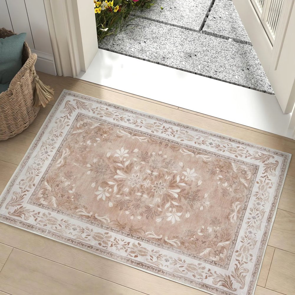 Tapis Vintage Pour Entrée Ton Brun