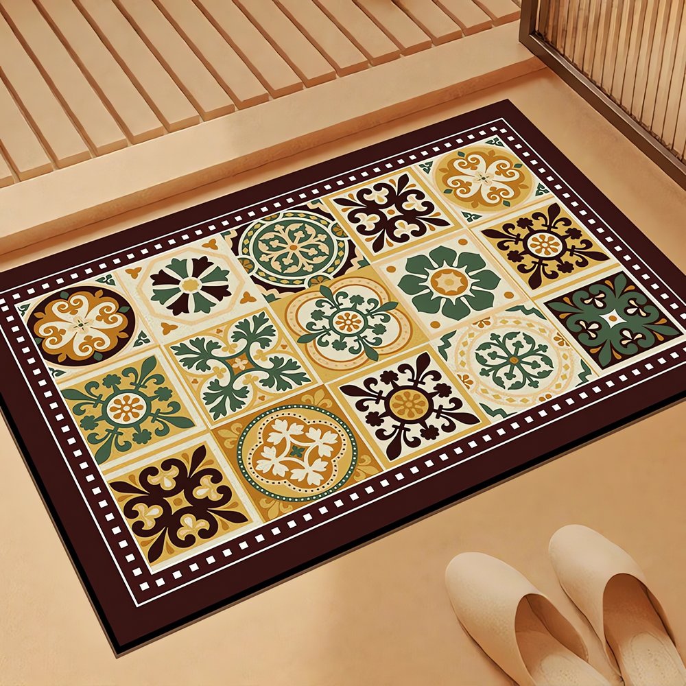 Tapis Vintage Pour Salle De Bain Ornements Géométriques