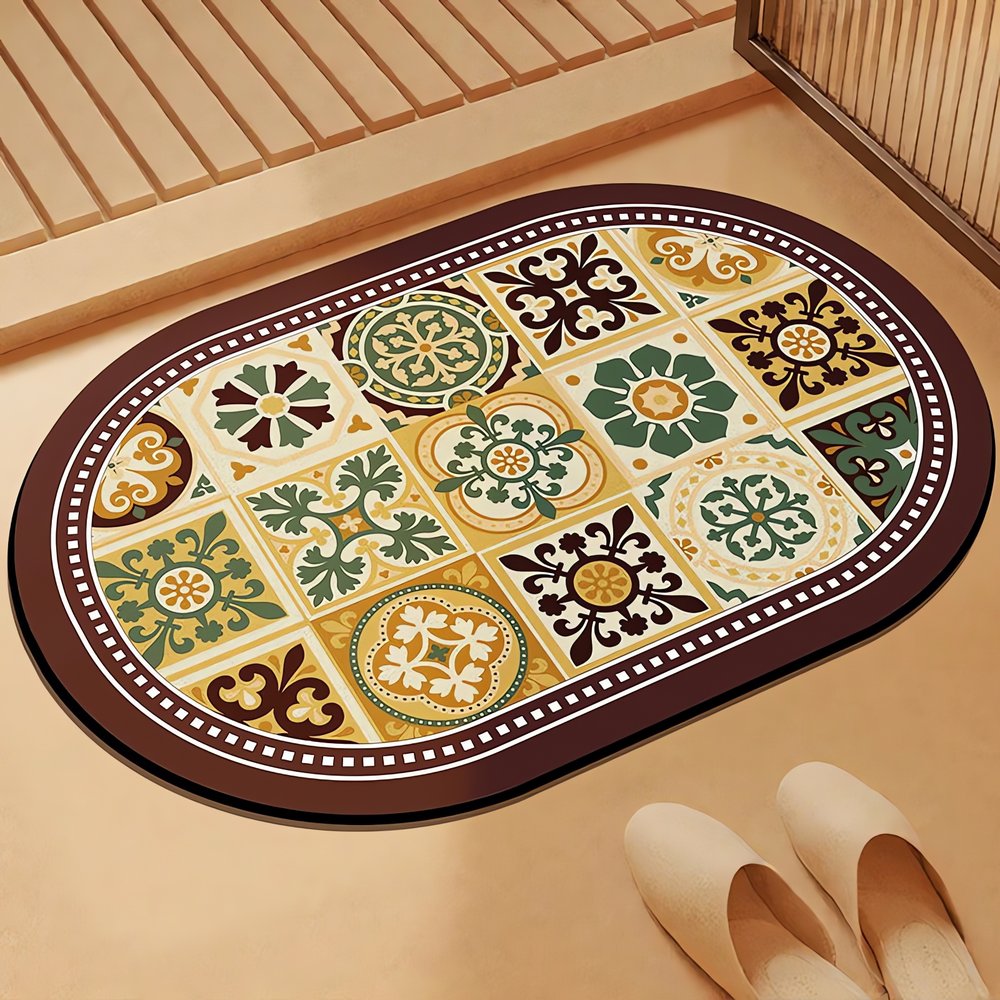 Tapis Vintage Pour Salle De Bain Ovale Or Bronze