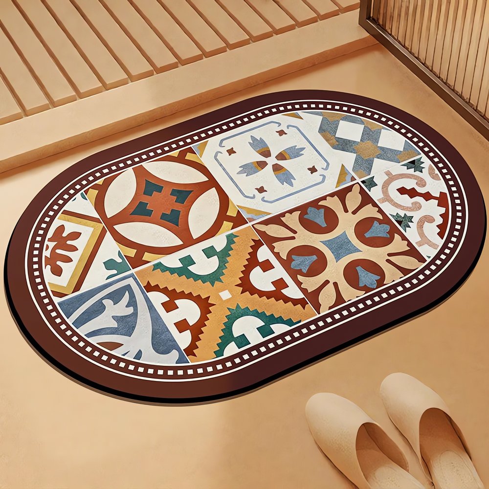 Tapis Vintage Pour Salle De Bain Ovale Rétro