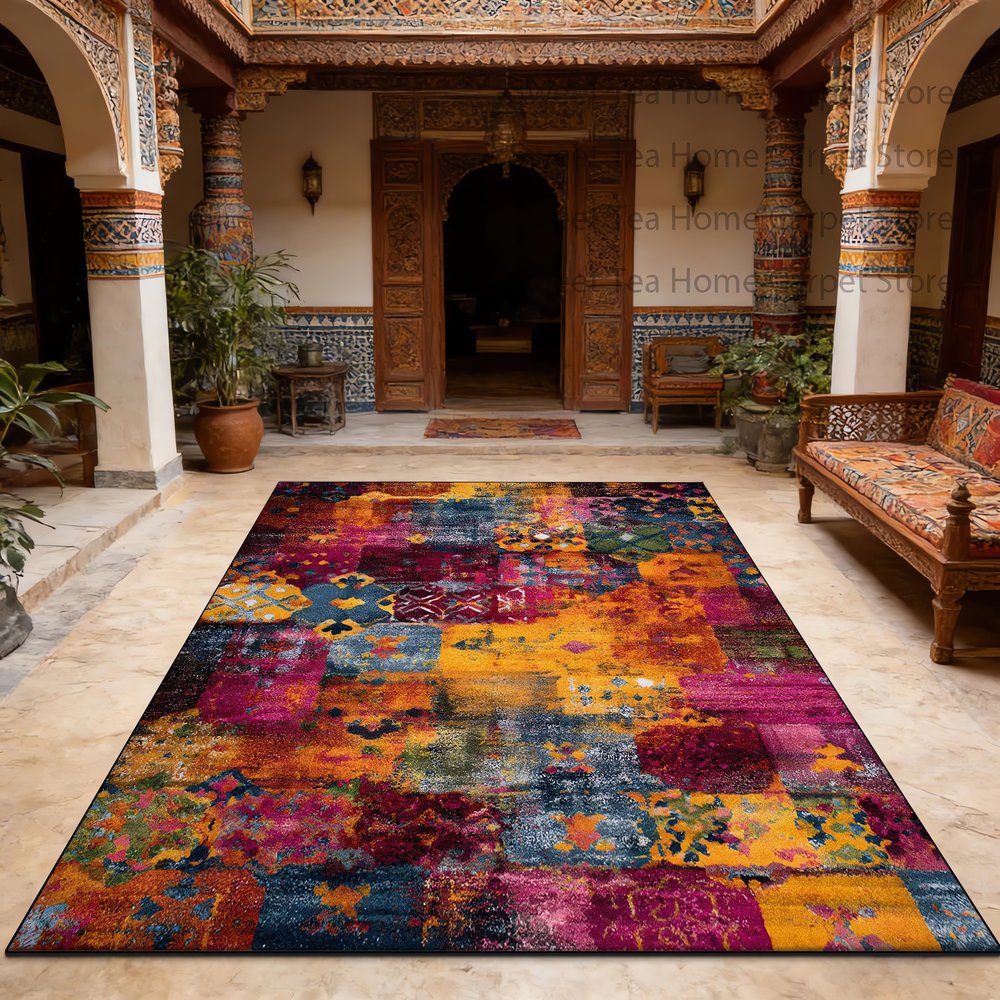 Tapis Vintage Rétro Couleurs Vives