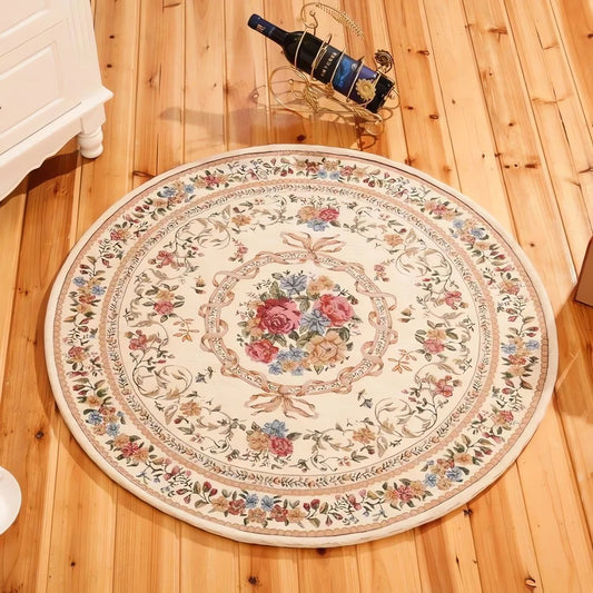Tapis Vintage Rond Beige Délicat