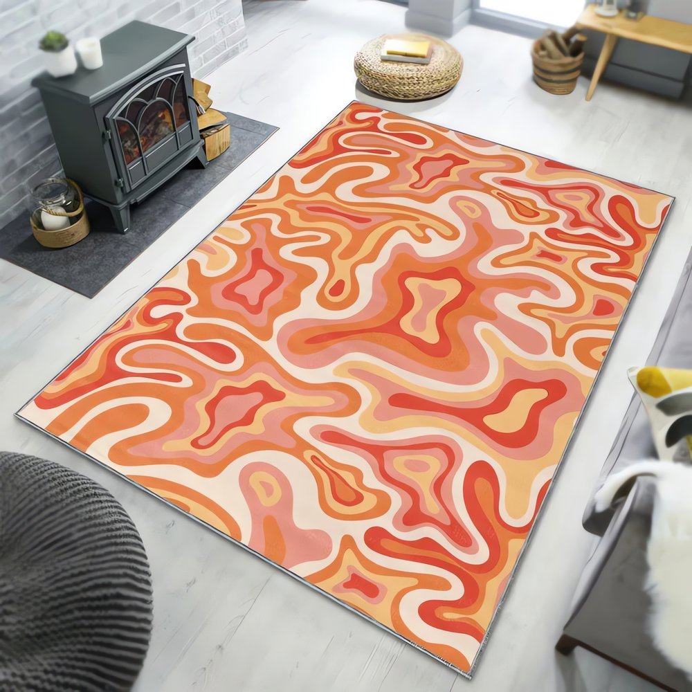 Tapis Vintage Rose Et Orange Style Contemporain