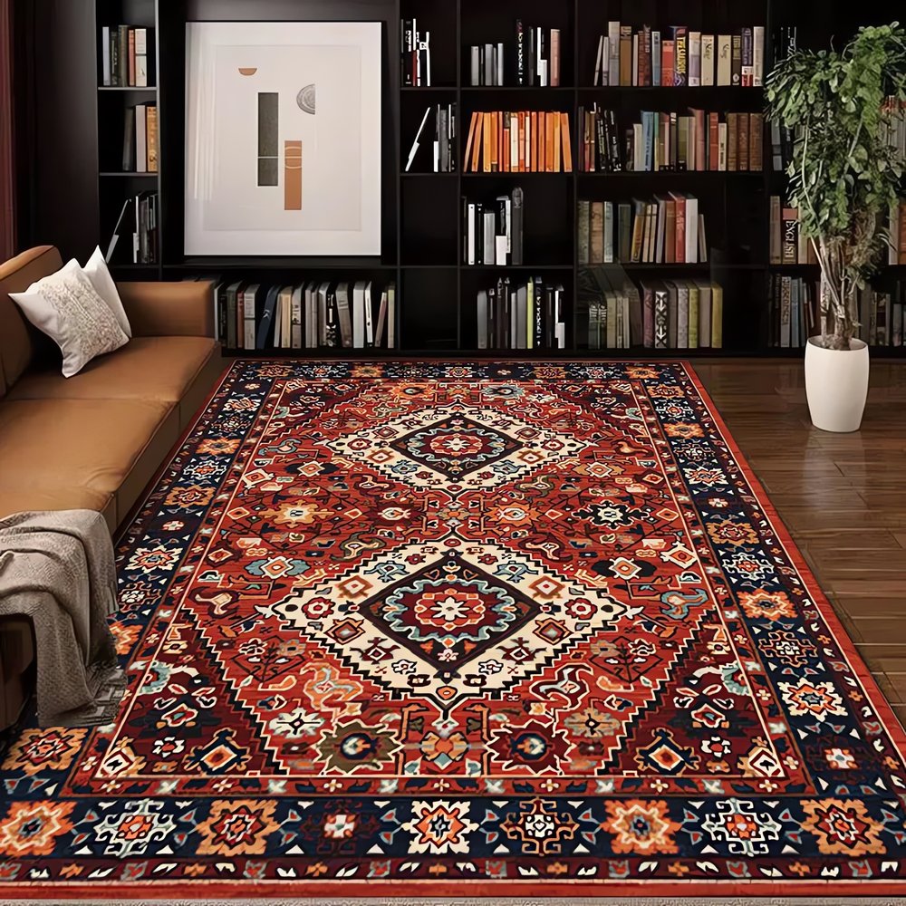 Tapis Vintage Rouge Et Orange Luxe