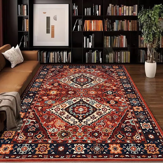 Tapis Vintage Rouge Et Orange Luxe