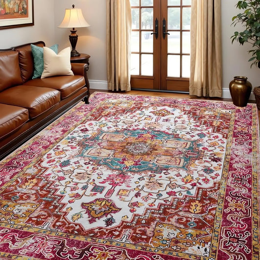 Tapis Vintage Rouge Et Rose Style Classique