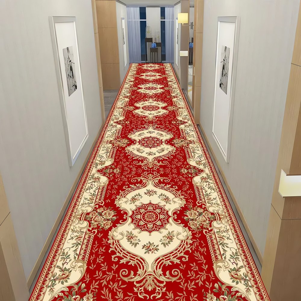 Tapis Vintage Rouge Pour Couloir Baroque Rouge