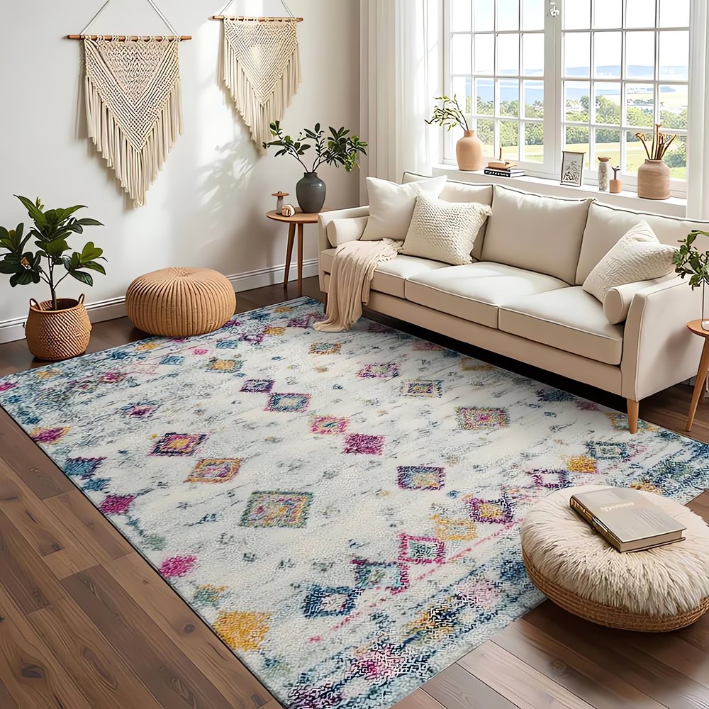 Tapis Vintage Tissé Motifs Géométriques