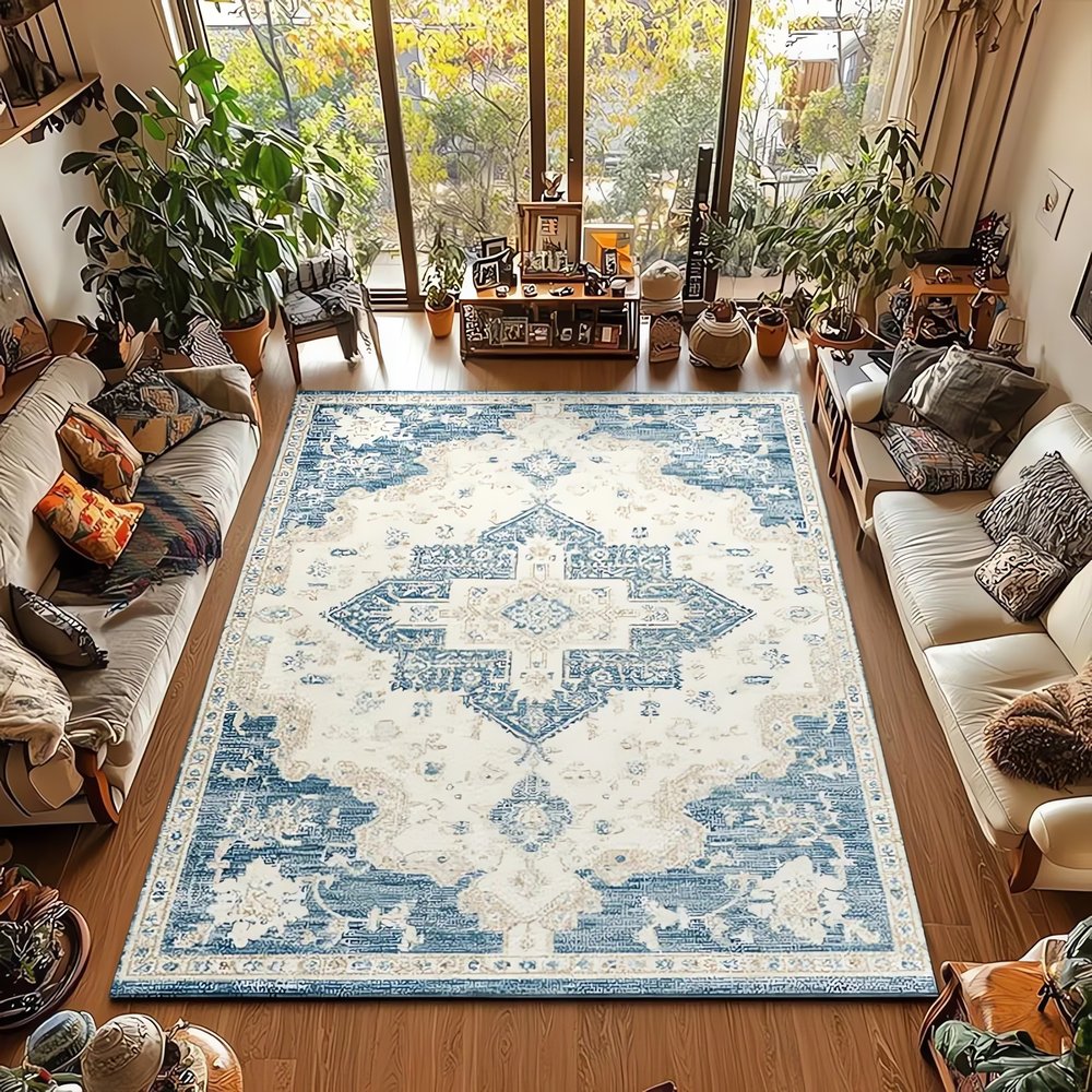 Tapis Vintage Turquoise Décoratif