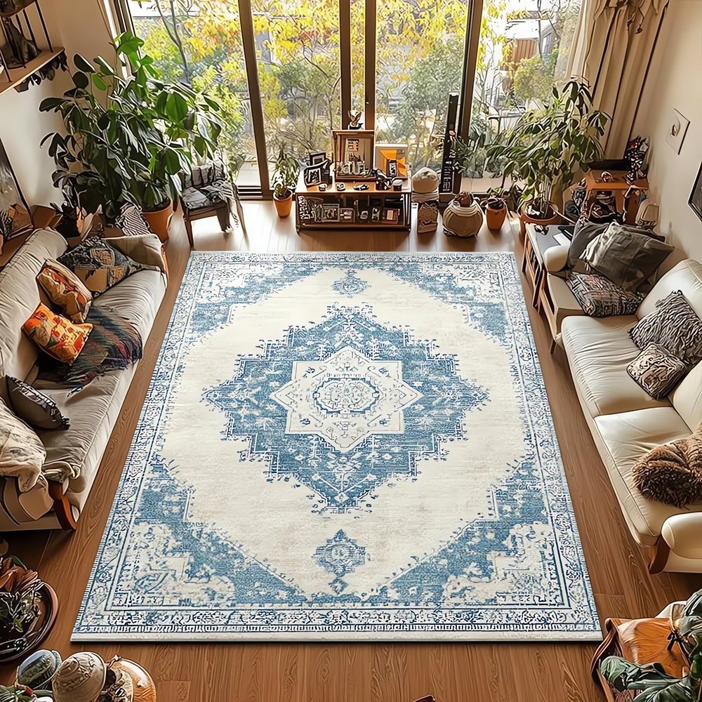 Tapis Vintage Turquoise Géométrique
