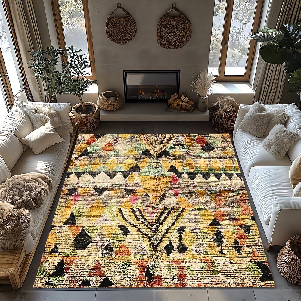 Tapis Vintage Vert Et Orange Cosy