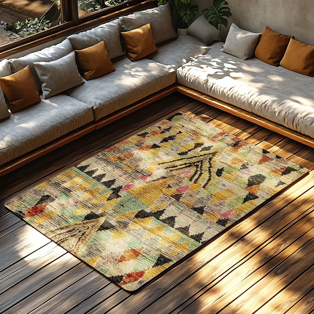 Tapis Vintage Vert Et Orange Extérieur