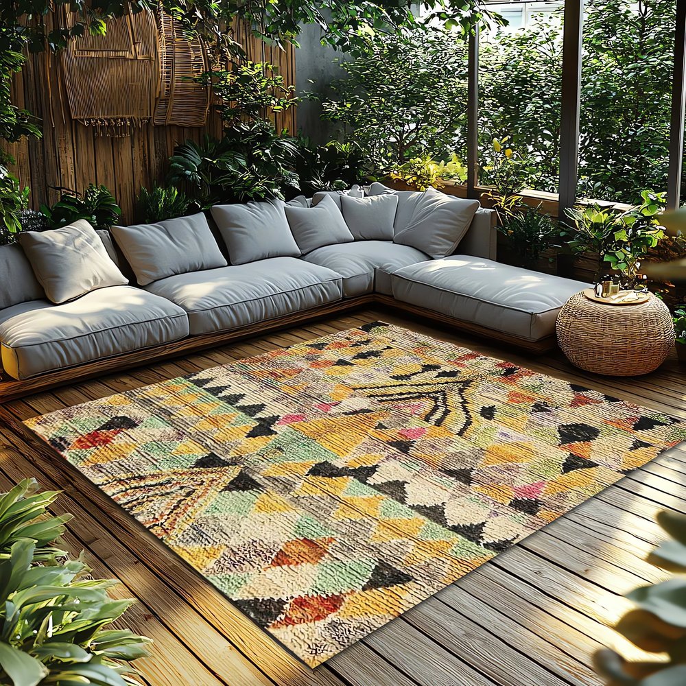 Tapis Vintage Vert Et Orange Jardin