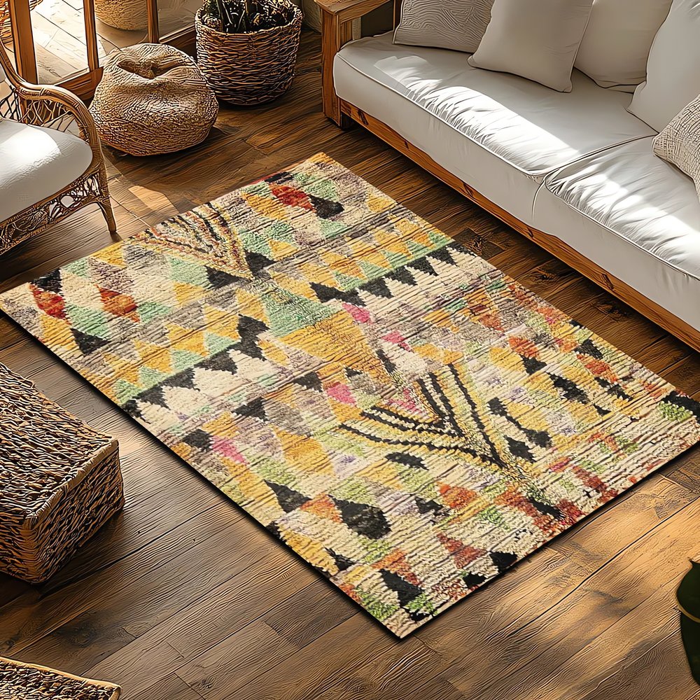 Tapis Vintage Vert Et Orange Lumineux