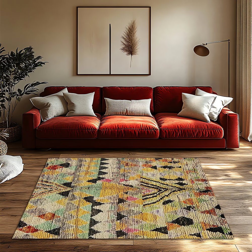 Tapis Vintage Vert Et Orange Modern