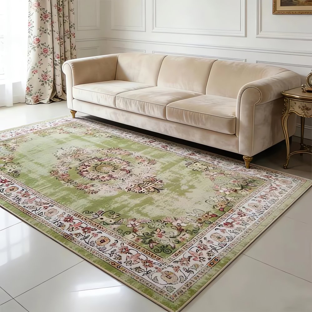 Tapis Vintage Vert Marron