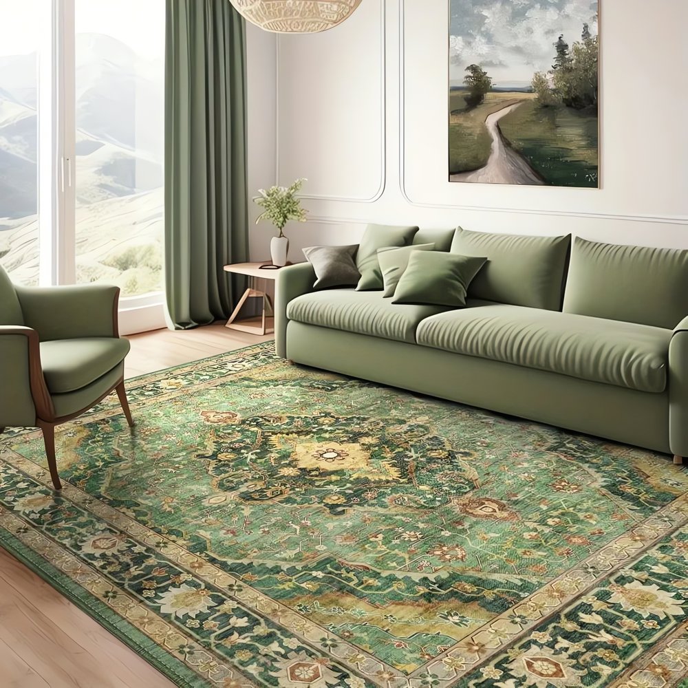 Tapis Vintage Vert Pâle Salon