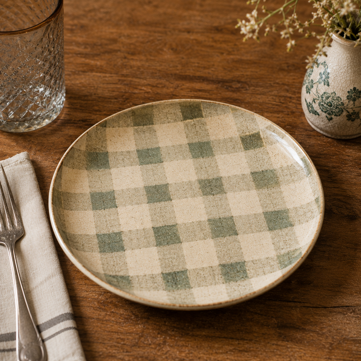 Assiette Vintage à Carreaux