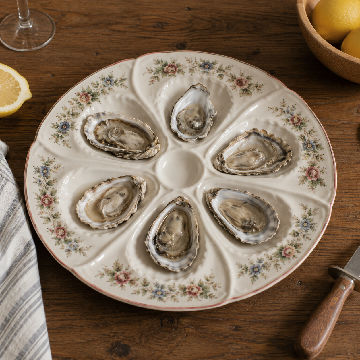 Assiette Vintage à Huîtres