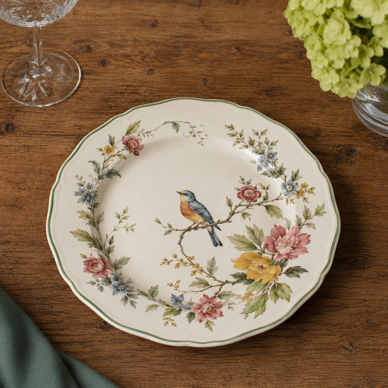 Assiette Vintage avec Oiseau