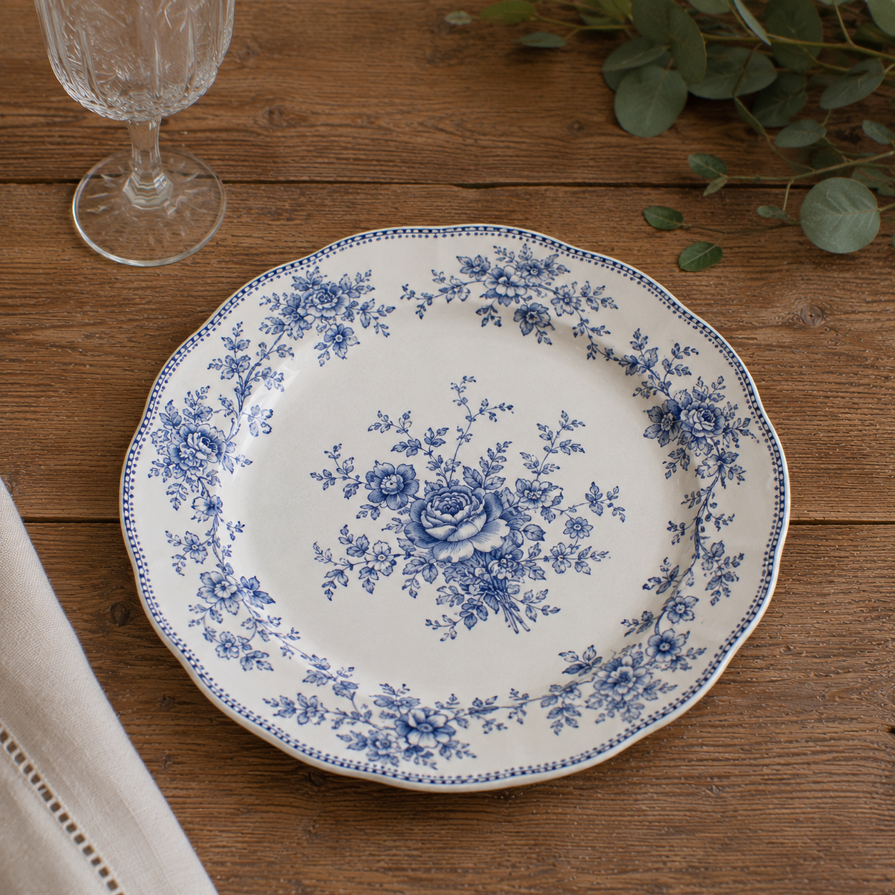 Assiette Vintage Bleu et Blanche