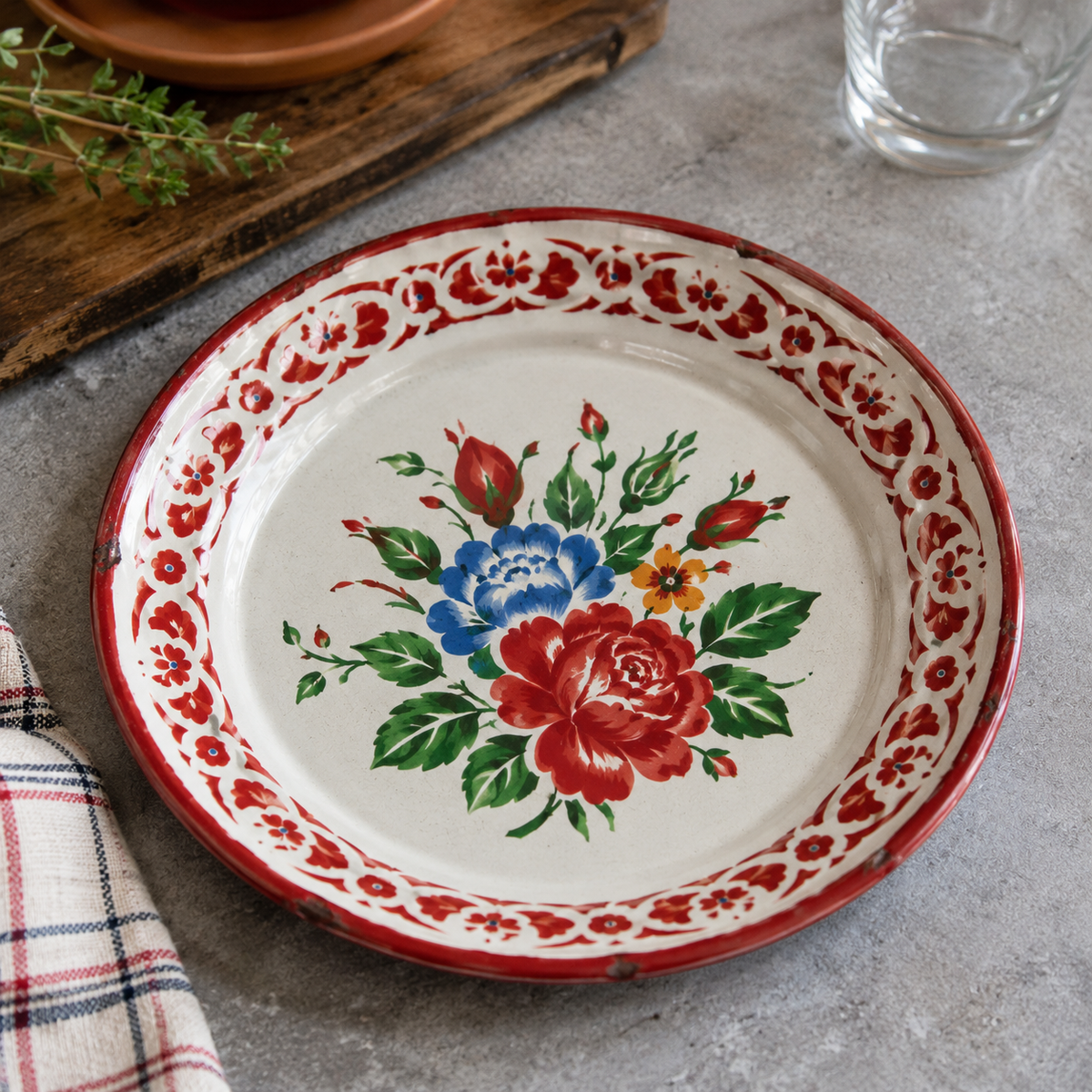 Assiette Vintage Émaillée